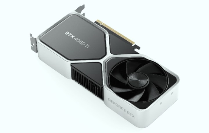 A press shot of the RTX 4060 graphics card against a white background.