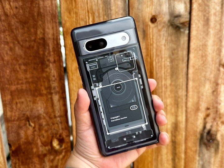 Spigen Ultra Hybrid Zero One Pixel 7a case in hand