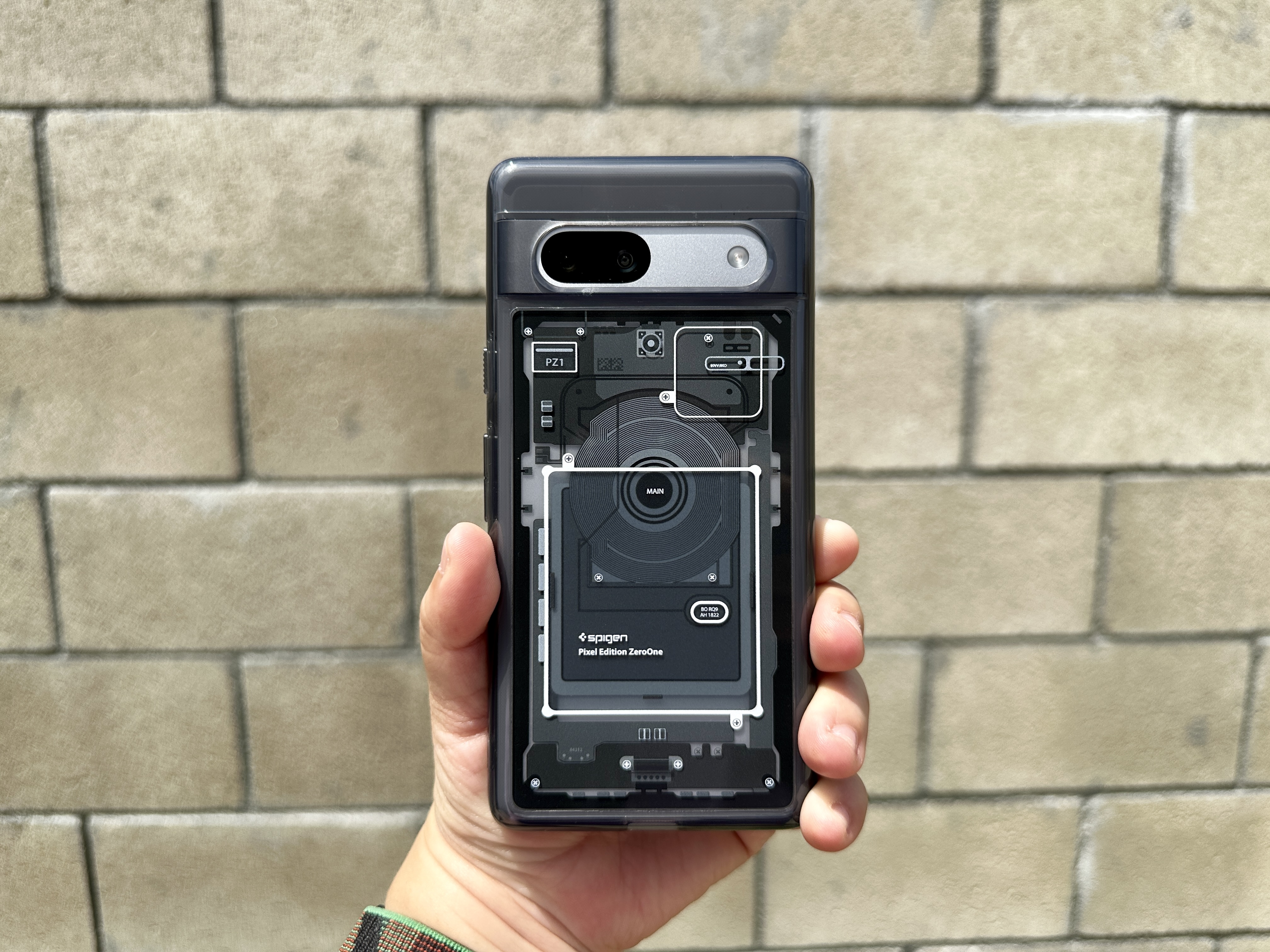 Spigen Ultra Hybrid Zero One Pixel 7a case in hand