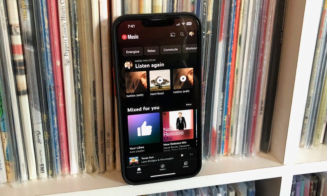 An iPhone with the YouTube Music app on it.