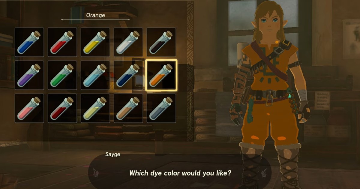 How you can dye garments and gliders in Zelda: Tears of the Kingdom
