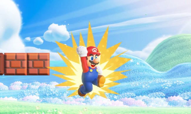 Mario turning into Super Mario.