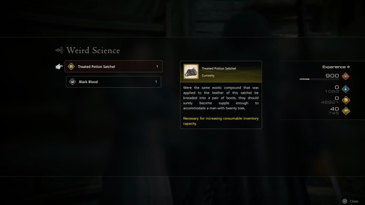 A description of the treated potion satchel in Final Fantasy 16.