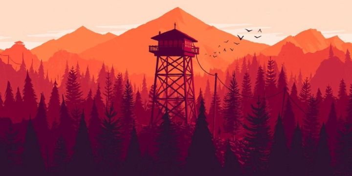 A firewatch tower rises above the trees