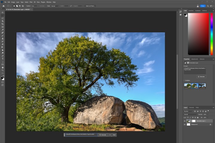 A screenshot of Photoshop's AI image generation capabilities.