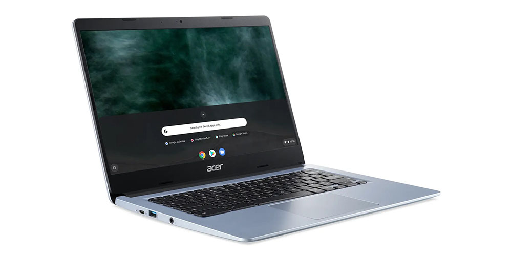 Acer Chromebook 314 در یک زاویه جانبی.