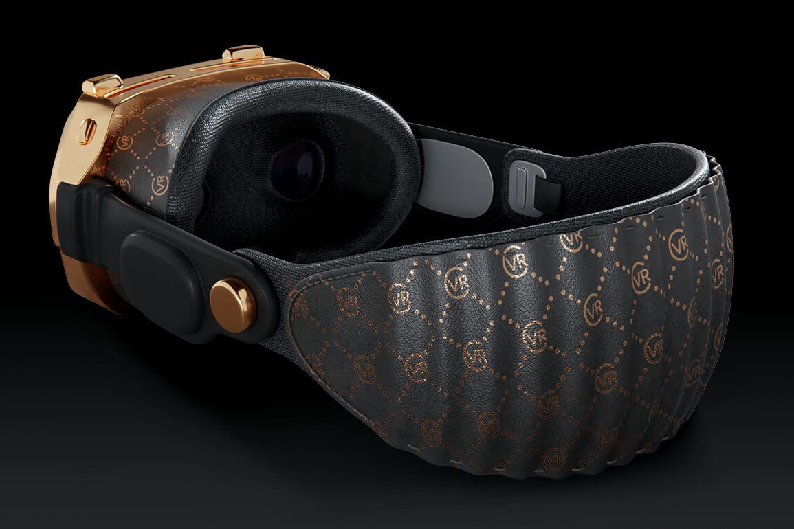 The Caviar 18-karat gold version of Apple's Vision Pro headset, seen from the rear.