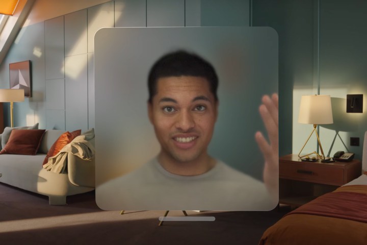 Personalidade virtual de uma pessoa no Facetime espacial no Apple Vision Pro.