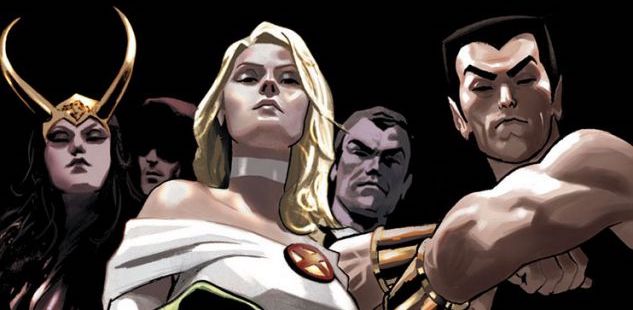 Loki, Emma Frost, Norman Osborn, and Namor on the cover of 