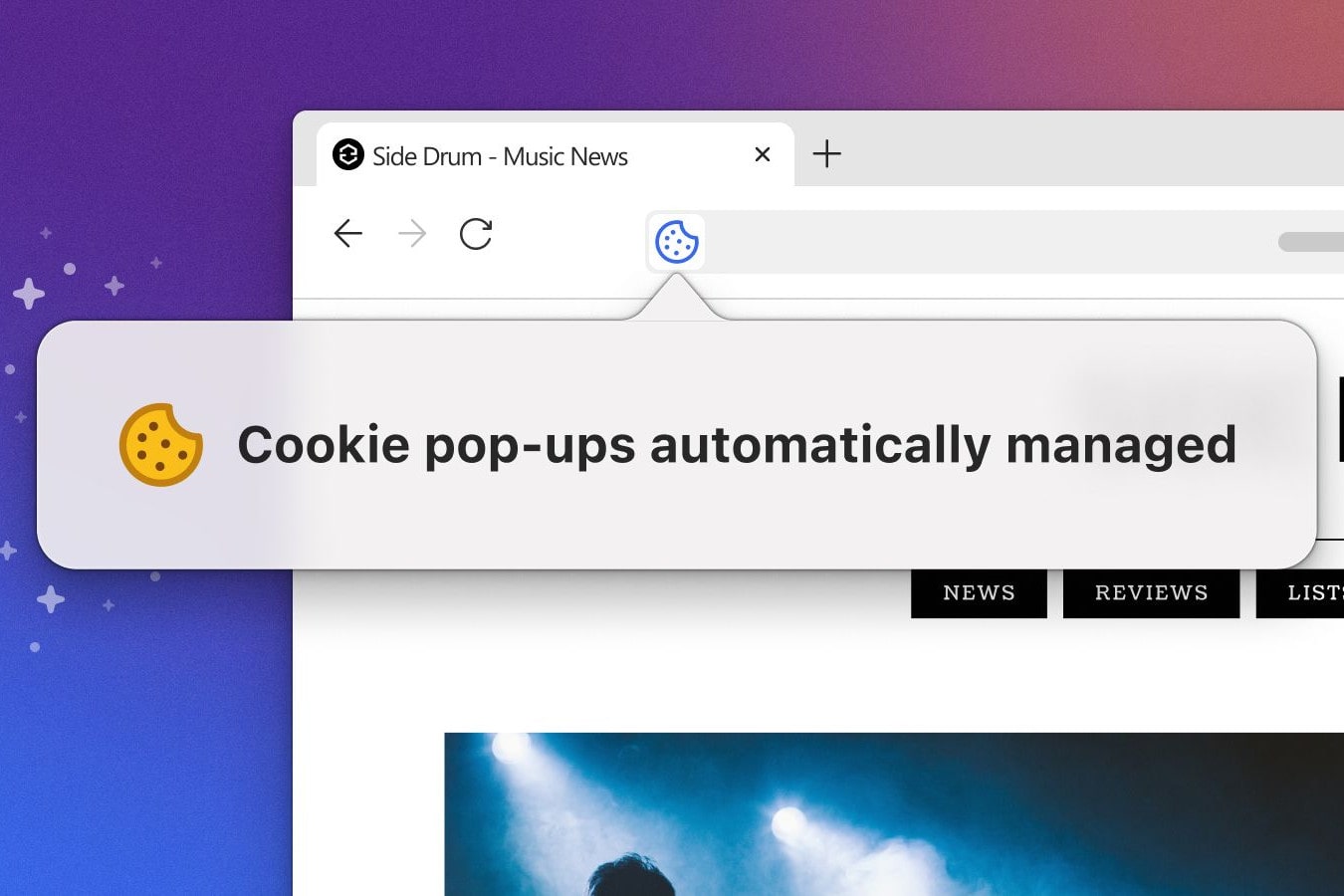 The cookie pop-up manager included in DuckDuckGo's Windows web browser.