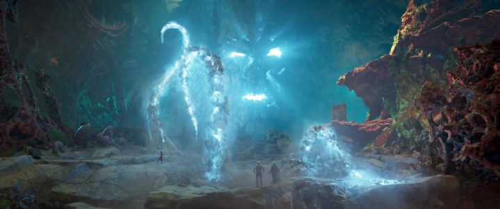 The Guardians battle Ego in Guardians of the Galaxy Vol. 2.