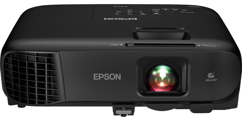 O projetor sem fio Full HD Epson Pro EX9240 voltado para a frente.