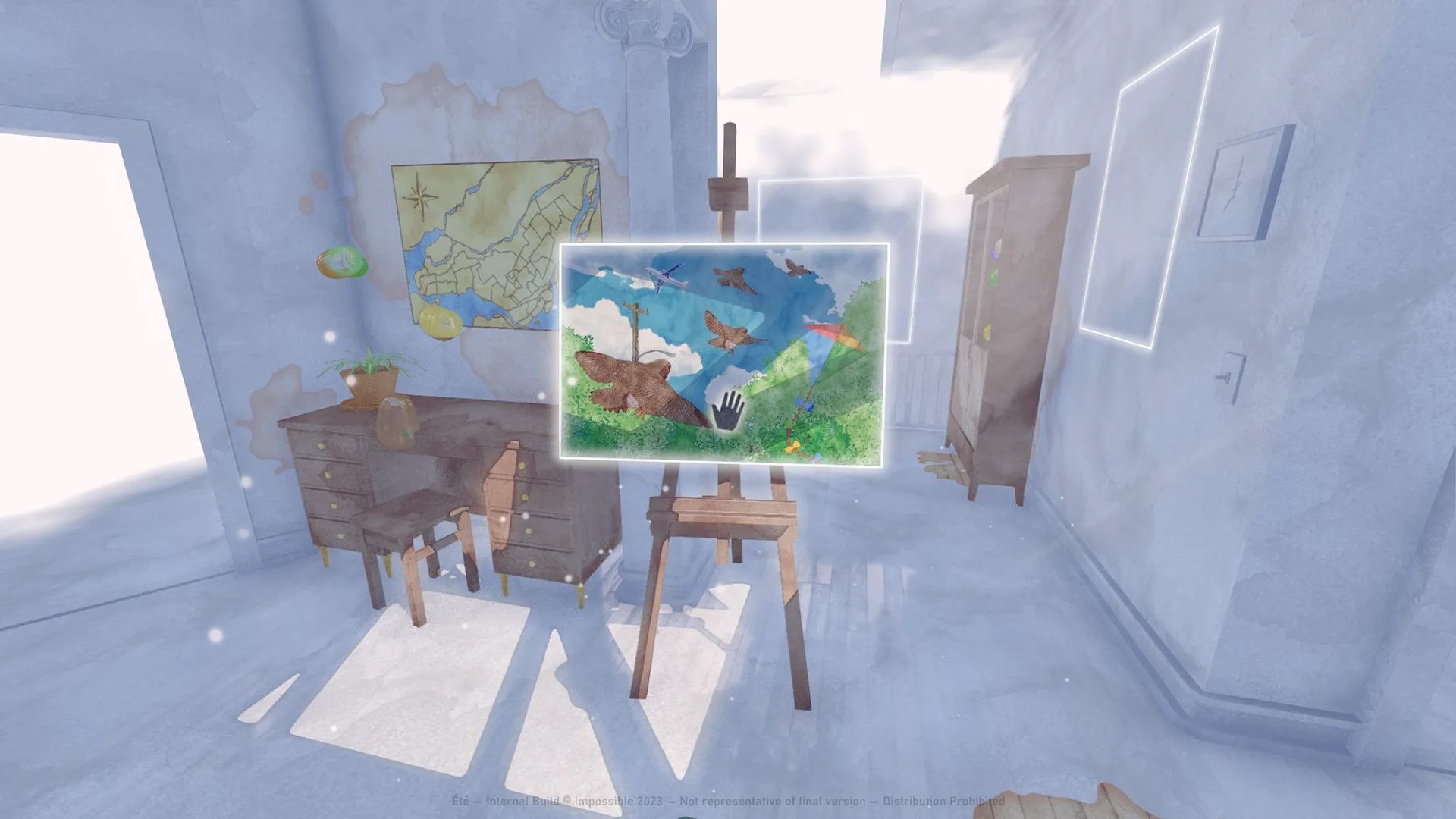 A player approaches a painting in Ete.