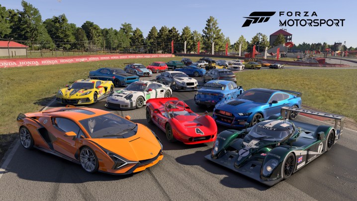 A group of cars parked together in Forza Motorsport.