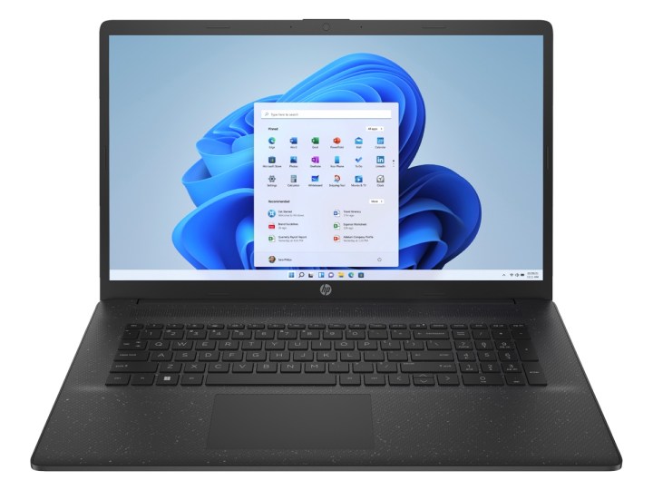 The HP 17-inch laptop against a white background.