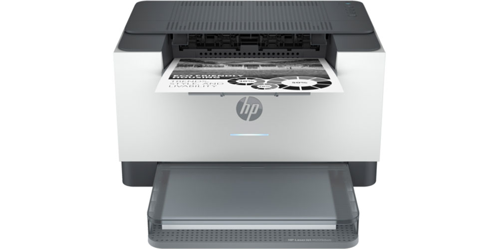 چاپگر HP LaserJet M209dwe در زمینه سفید.