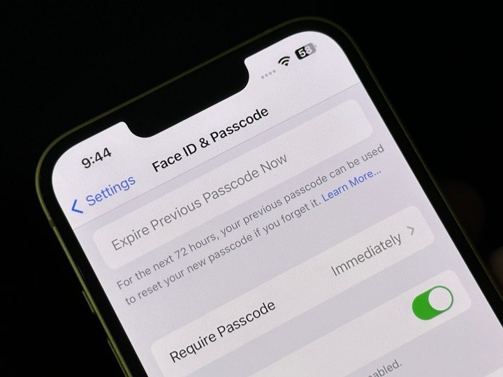 Предыдущий экран использования пароля на iOS 17.