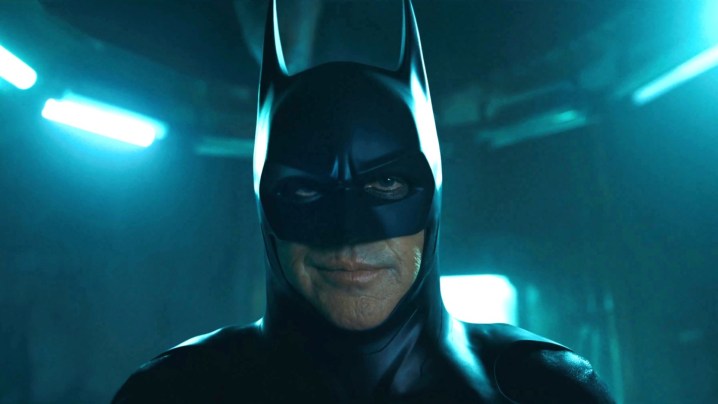 Michael Keaton back in the suit as Batman in The Flash.