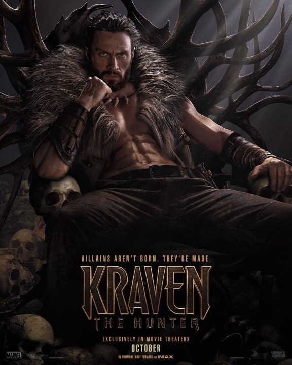 Aarron Taylor-Johnson en el póster oficial de Kraven the Hunter.