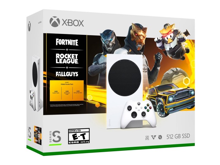 The Microsoft Xbox Series S Gilded Hunter bundle box against a white background.
