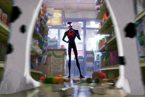 Miles Morales stands in a bodega in Spider-Man: Across the Spider-Verse.