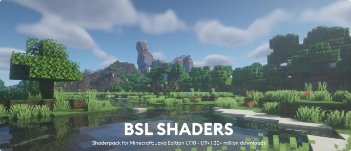 A minecraft world with shaders making it look nice.