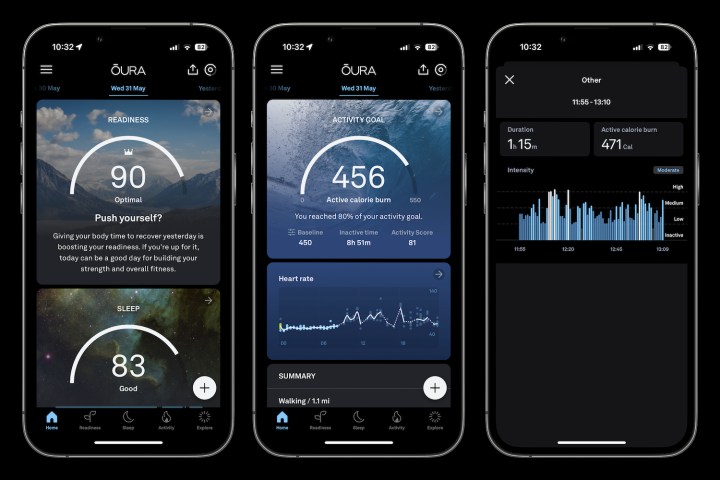 Screenshots taken from the Oura Ring app.