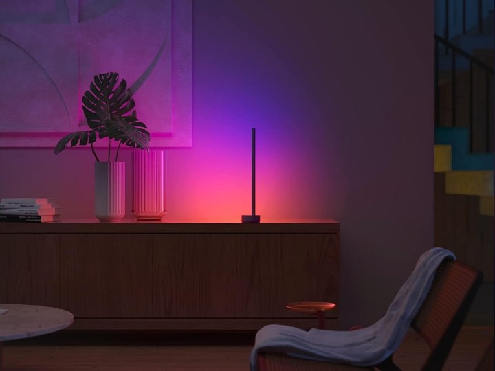 The Philips Hue Gradient Signe Table Lamp on a table.