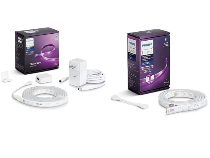 The contents of the Philips Hue Lightstrip Plus Bundle.