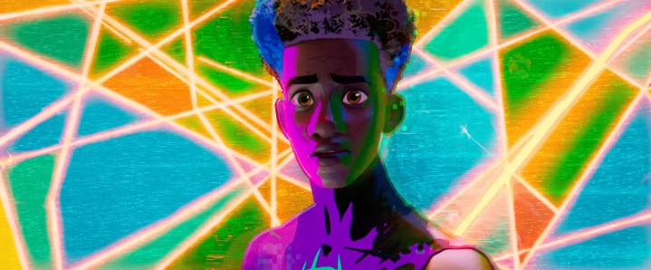 Miles sem máscara em "Spider-Man: Across the Spider-Verse".