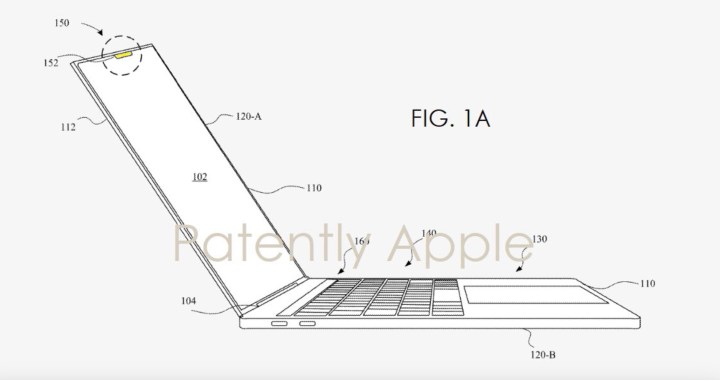 Uma patente mostrando um MacBook, obtido pela Patently Apple.
