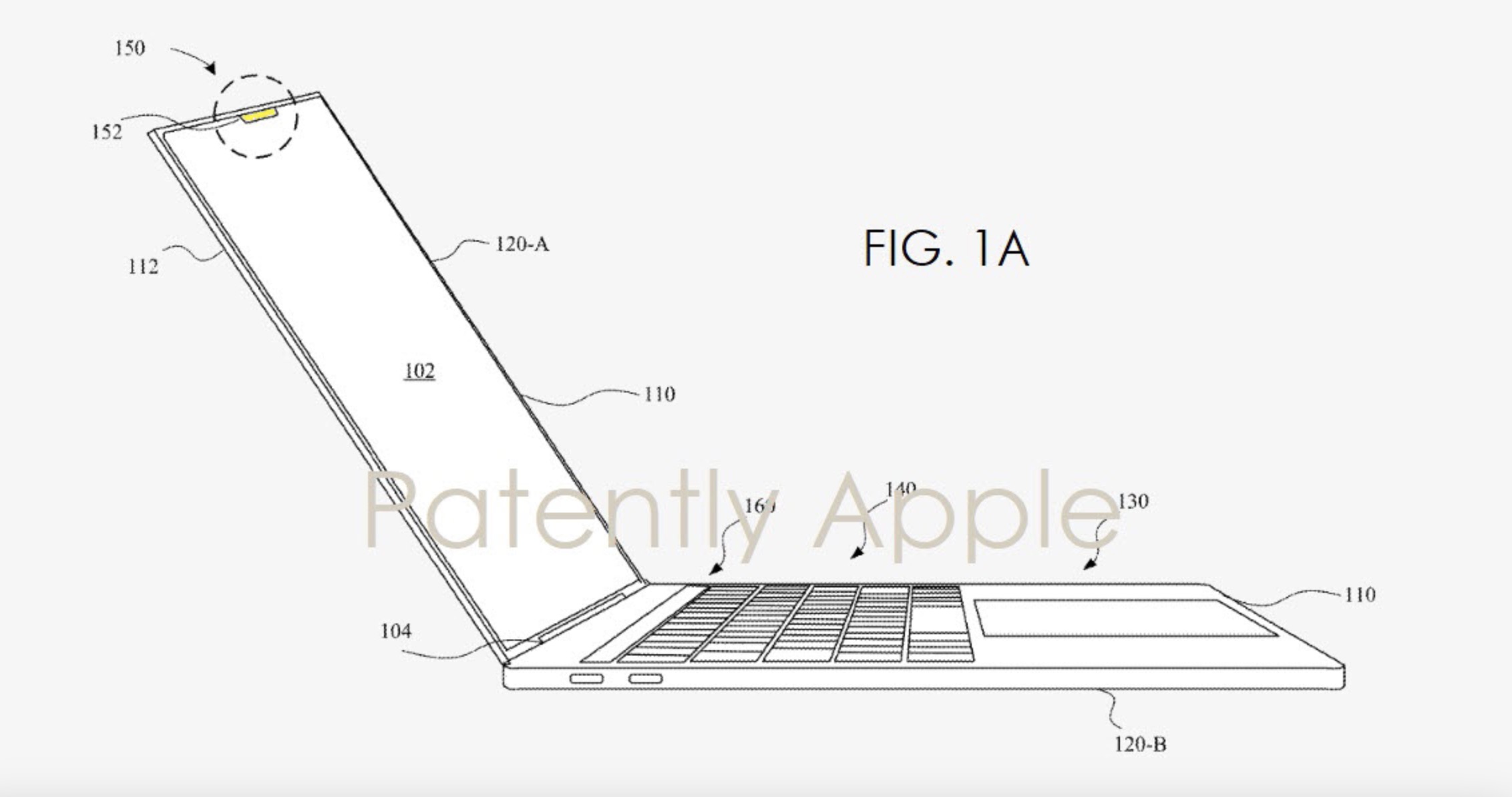 Uma patente mostrando um MacBook, obtido pela Patently Apple.