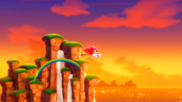 Knuckles glides through the air in Sonic Superstars.