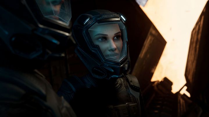 Cara Drummer ins a spacesuit The Expanse