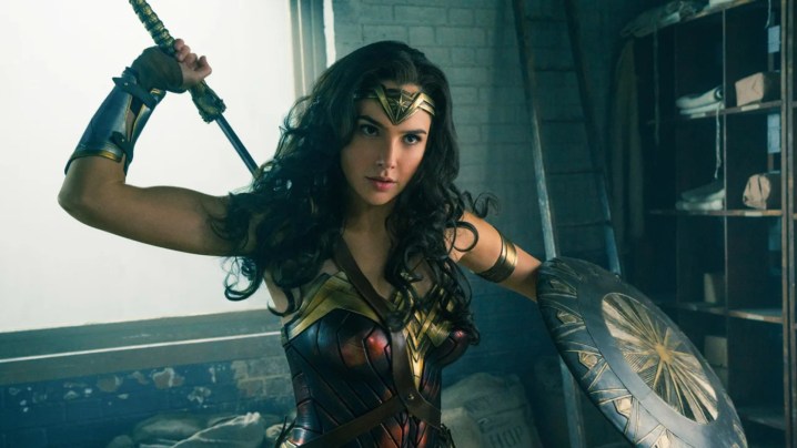 Wonder Woman wielding her sword and shield in "Wonder Woman."