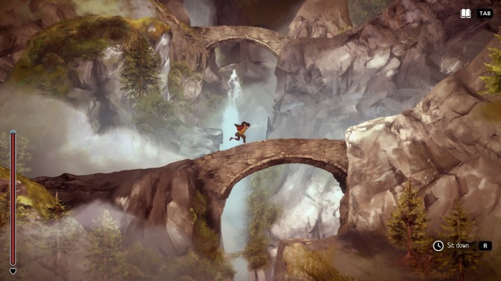 Moira crosses a bridge in A Highland Song.