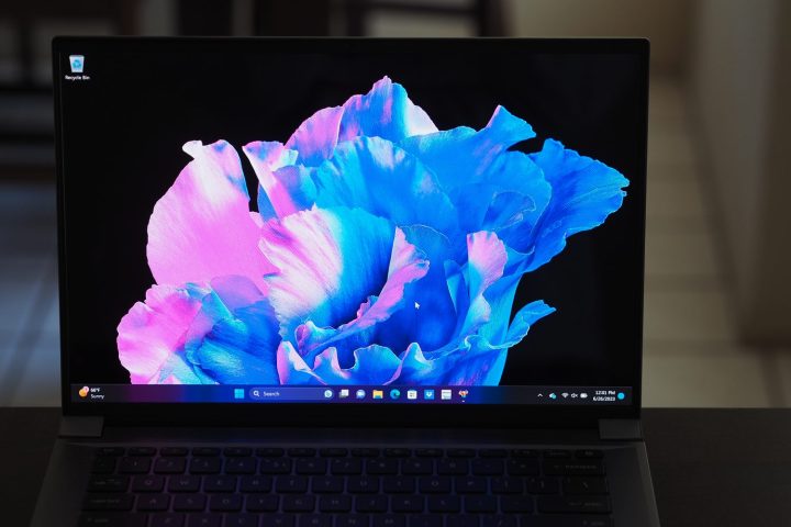 Acer Swift X 14 front view showing display.