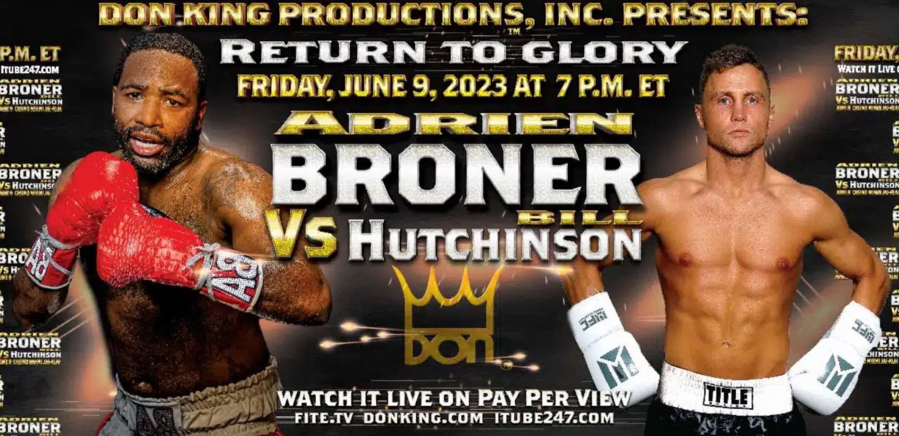 Promotional poster showing Adrien Broner and Bill Hutchinson.