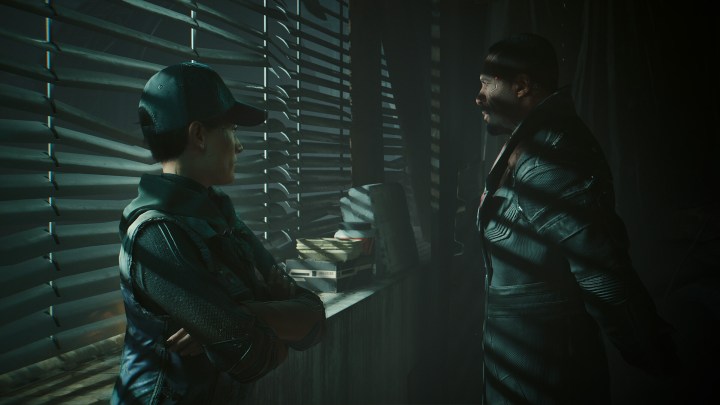 Reed fala com Meyers em Cyberpunk 2077: Phantom Liberty.