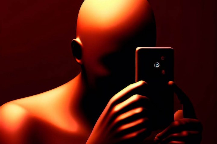 AI render of a person peeping through phone