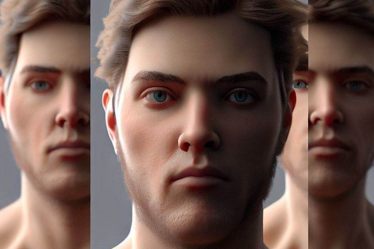 Renderização de IA de um rosto humano