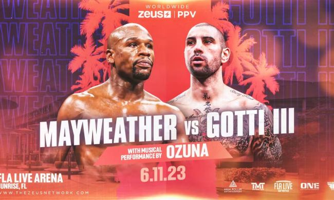 Promotional poster showing Floyd Mayweather and John Gotti III.