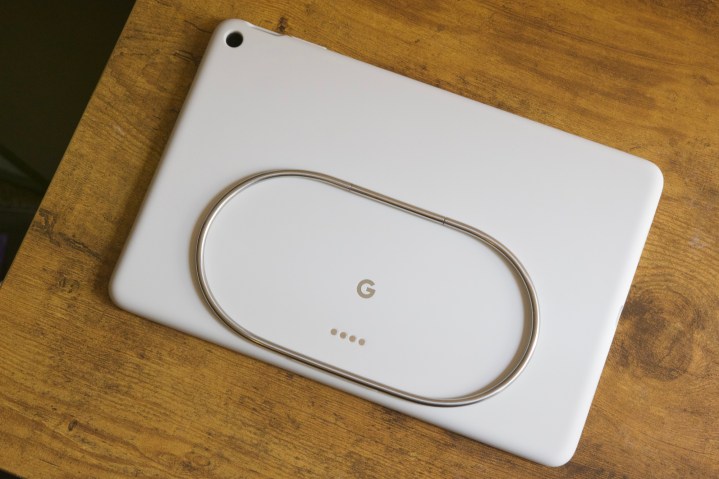The Google Pixel Tablet using Google's official case.