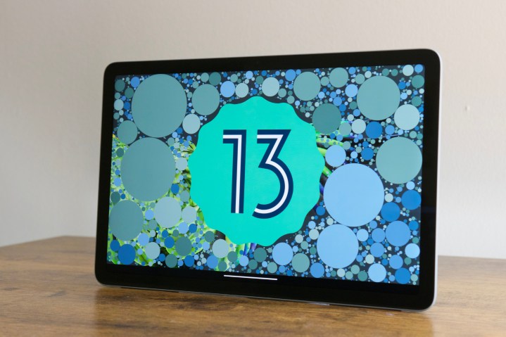 Android 13 logo on the Google Pixel Tablet.