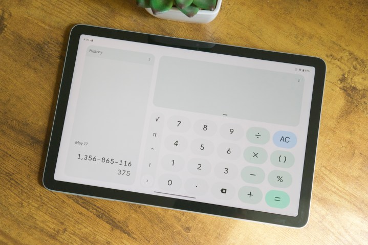Calculator app on the Google Pixel Tablet.
