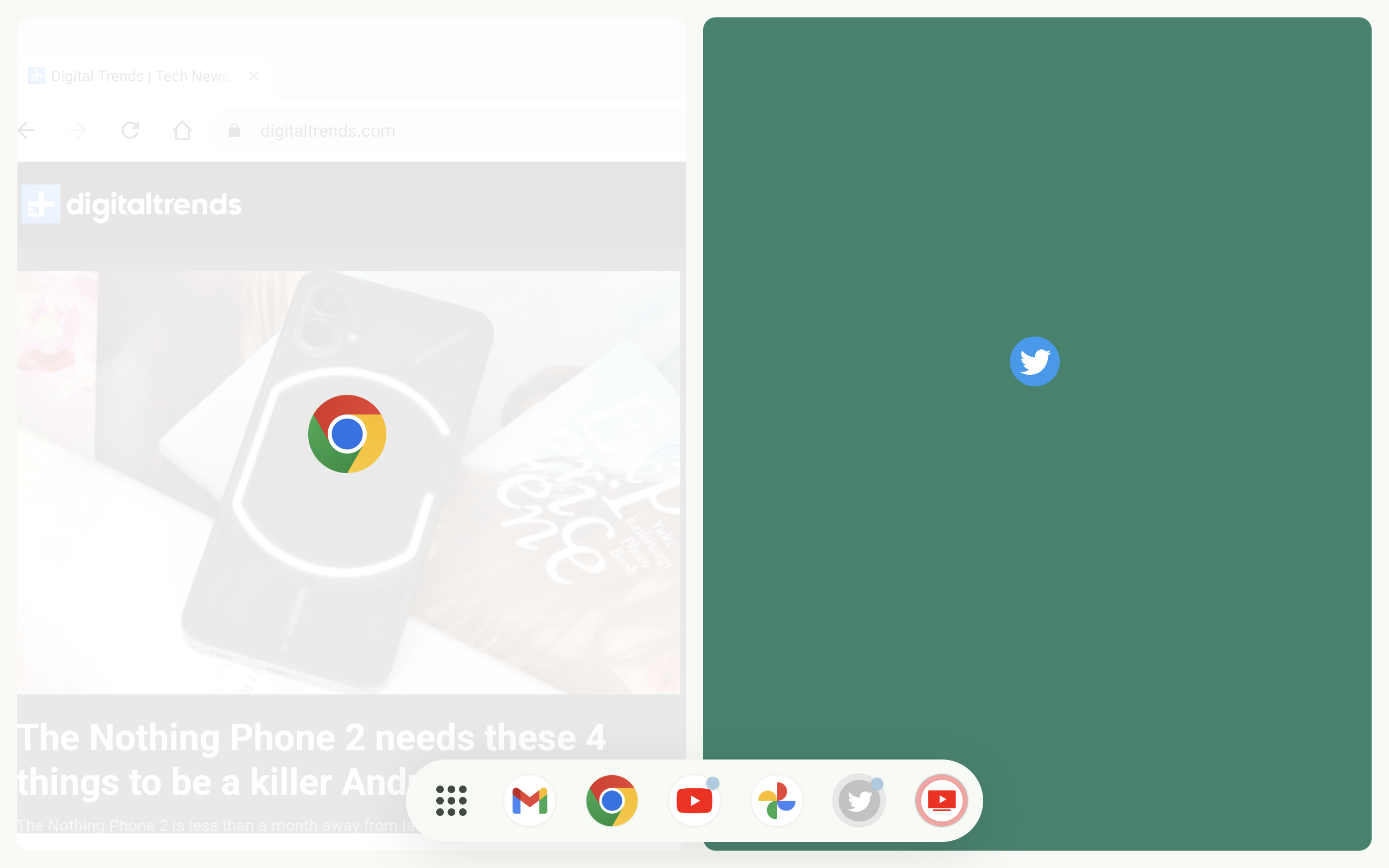 Using split-screen multitasking on the Google Pixel Tablet.