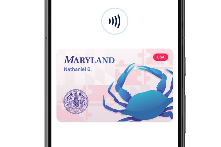 شناسه دیجیتال مریلند در برنامه Google Wallet.