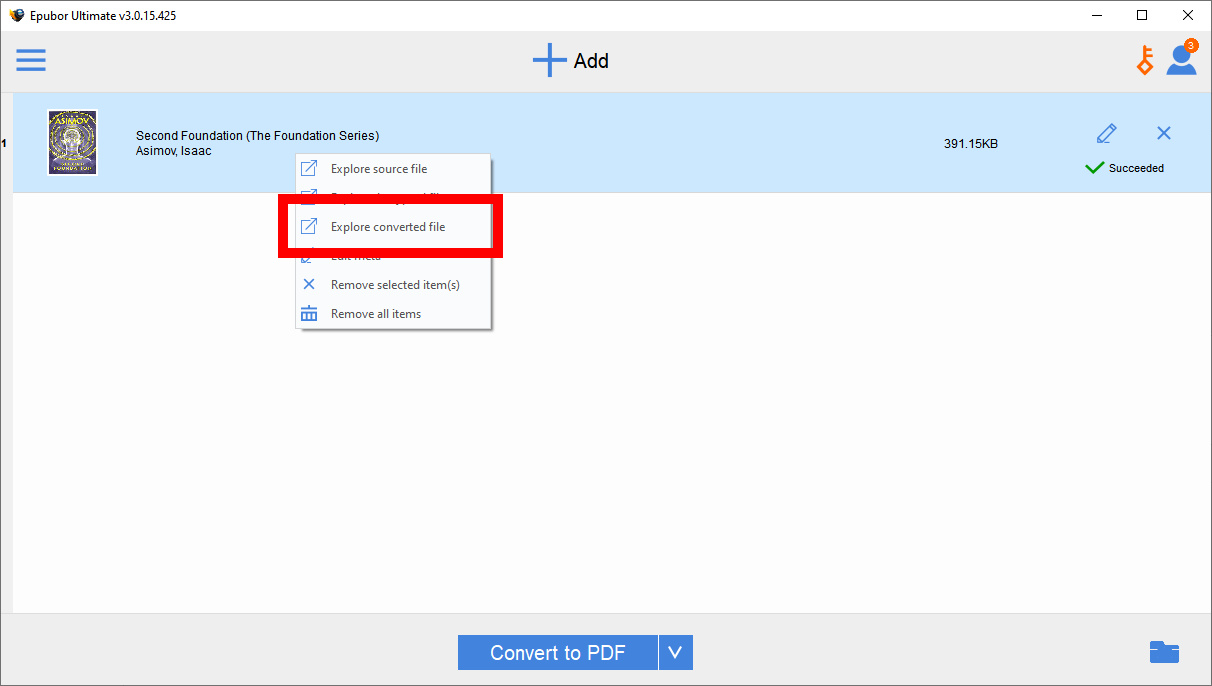 How to find your converted file in Epubor.
