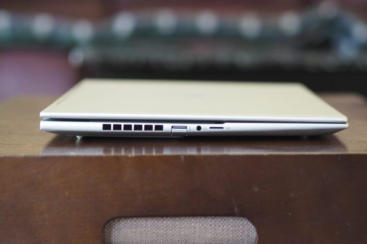 HP Envy 16 2023 left side view showing vent and ports.