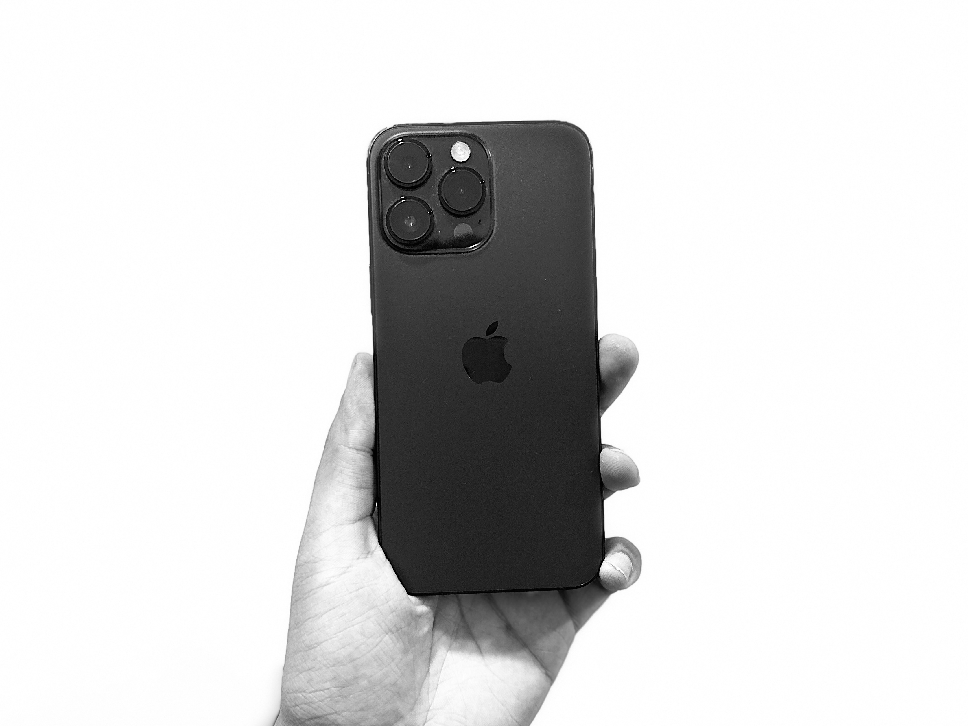 iPhone 14 Pro Max in black and white.